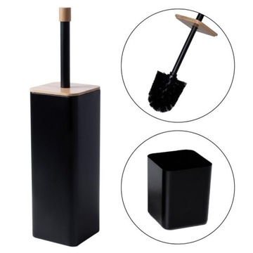 Zestaw Kosz na śmieci & Szczotka do WC Black & Bamboo -YOKA