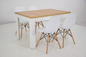 Обеденный стол Дуб Крафт с 4 стульями 80х120/160