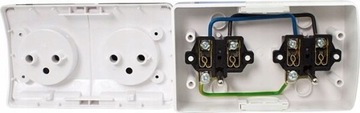 ДВОЙНАЯ ГЕРМЕТИЧНАЯ РОЗЕТКА НАВЕРХНОСТНОГО МОНТАЖА С ЗАСЛОНКОЙ