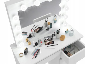 БЕЛЫЙ КОСМЕТИЧЕСКИЙ СТОЛИК С ЗЕРКАЛОМ 12xLED