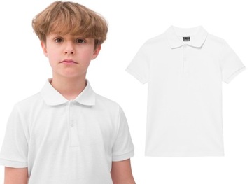 Koszulka POLO z bawełny 4F M124 t-shirt z kołnierzykiem biały 122.