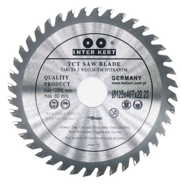 WIDIOWA TARCZA DO CIĘCIA DREWNA 125 mm X 22.23 mm 40T PIŁA