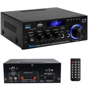 AMPLITUNER WZMACNIACZ BLUETOOTH KANAŁOWY STEREO GŁOŚNIKÓW 40W+40W