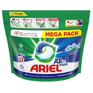 Капсулы для стирки Ariel All in 1 Mountain Spring 63