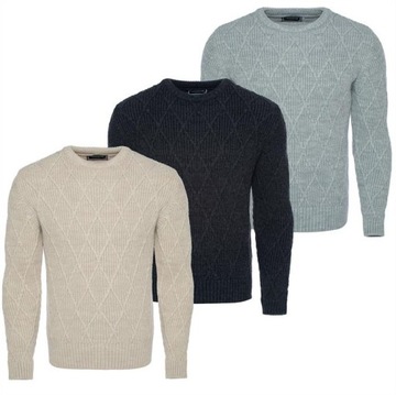 ТЕПЛЫЙ МУЖСКОЙ ПОВСЕДНЕВНОЙ СЕРЫЙ СВИТЕР ROMBY - XL