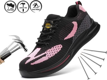 lekkie oddychajace robocze damskie buty sportowe BHP z podnoskiem R.40