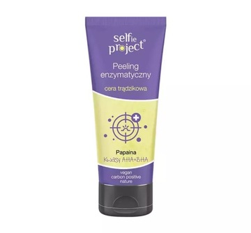 SELFIE PROJECT Acne Skin Peeling do Twarzy Enzymatyczny Papaina Kw. AHA+BHA