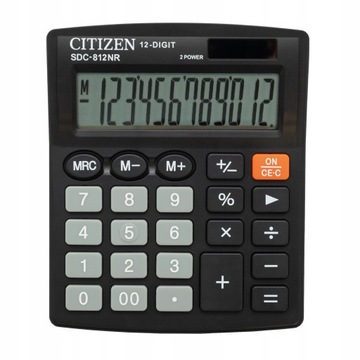 Citizen kalkulator biurowy SDC812 NR 12 cyfr czarny procenty