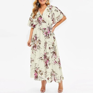 2023 Plus Size 3XL 4XL 5XL Women Dress Floral Chif