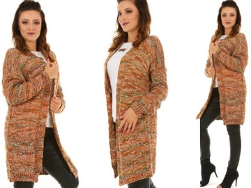 F319 EFEKT ombre DŁUGI kardigan SWETER