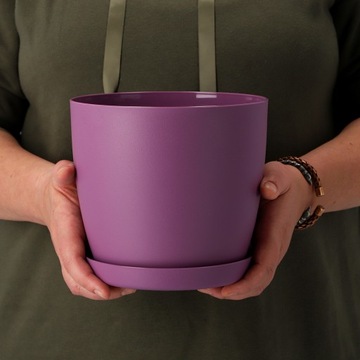 КРЫШКА НА ЦВЕТОЧНЫЙ ВАЗ ЦВЕТОЧНЫЙ ВАЗ 16см ДЛЯ ЦВЕТОВ МАТОВАЯ ФИОЛЕТОВАЯ ПЛАСТИКОВАЯ ПОДСТАВКА