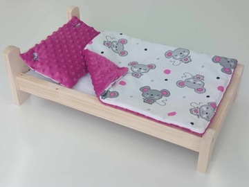 ŁÓŻKO DLA LALEK. ŁÓŻECZKO Z POŚCIELĄ I MATERACEM
