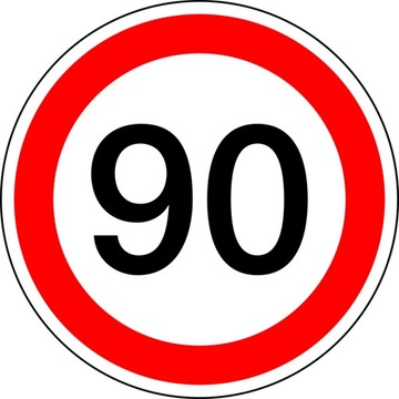 Naklejka OGRANICZENIE PRĘDKOŚCI 90 KM/H 15cm
