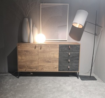 Zestaw 1 Mebli Industrialnych DARK, Czerń i Drewno