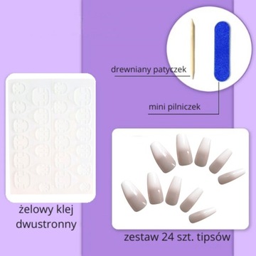 PAZNOKCIE SZTUCZNE TIPSY BALERINA OMBRE BEŻ BABY BOOMER SAMOPRZYLEPNE
