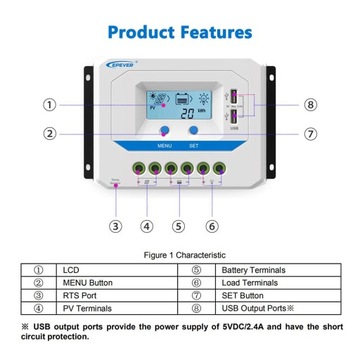 Контроллер заряда солнечной энергии Epever PWM 45A серии VS4524