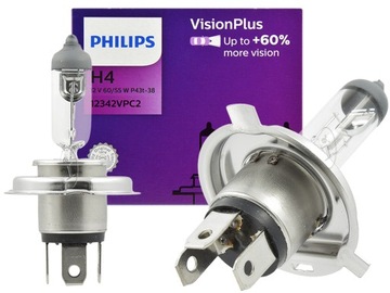 2 x ŻARÓWKA H4 60/55W PHILIPS Vision Plus 60% P43T