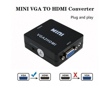 Konwerter video VGA +audio stereo do HDMI czarny