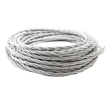 Kabel przewód w oplocie skręcany 3x1,5 szary WŁOCH