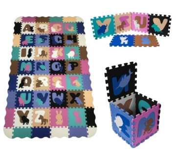 Vzdělávací Podložka Puzzle Pěnová Eva Abeceda Písmena Zvířata 54 Dílků