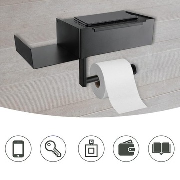 ДЕРЖАТЕЛЬ ДЛЯ ТУАЛЕТНОЙ БУМАГИ 3В1 КОНТЕЙНЕР ДЛЯ САЛФЕТОК ПОЛКА САМОКЛЕЯЩАЯСЯ