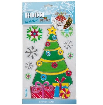 ŚWIĄTECZNE NAKLEJKI NA SZYBĘ CHOINKA ASS002