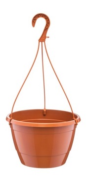 Doniczka wisząca osłonka z podstawkiem SURFINIA PELARGONIA 24CM TERAKOTA
