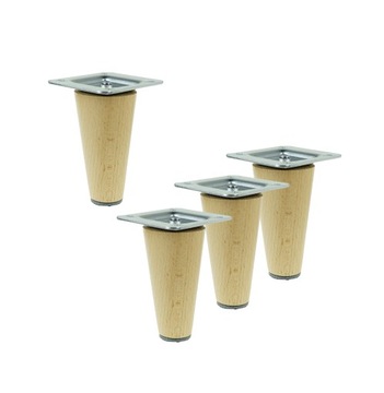 4x Nóżki 6 cm drewniane do mebli buk lakier stożek