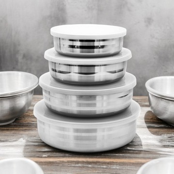 Набор из 4 мисок с крышками, наборы емкостей, миски из нержавеющей стали, 4 шт.