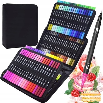 120xPRO MARKERY AKWARELOWE WODNE DWUSTRONNE PISAKI+BAG