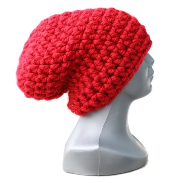 Czerwona CZAPKA ręcznie robiona handmade RED