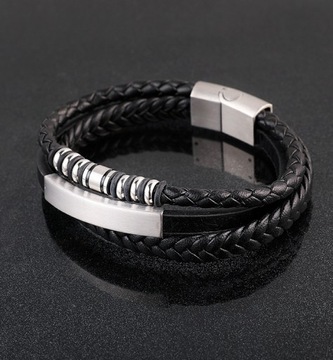 Мужской кожаный браслет KOLUSZKA для ПАПА брата с гравировкой