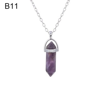 Natural Stone Crystal Necklaces Hexagonal Bullet