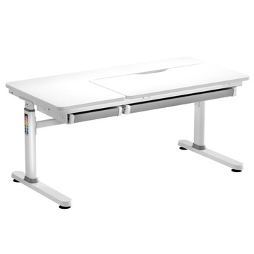 Regulowane Manualnie Białe Biurko Spacetronik XD 120x60 z dwoma szufladami