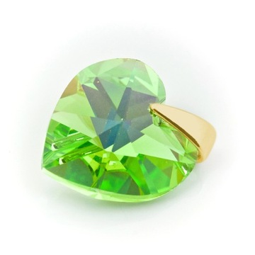 Wisiorek srebrny 925 pozłacany z kr. Swarovski Serce 14mm Peridot AB