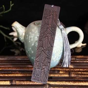 Chinese Style Ebony Bookmark with Tassel Pendant
