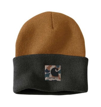 CZAPKA ZIMOWA CARHARTT KNIT CAMO PATCH BEANIE BROWN CIEPŁA