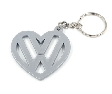 Brelok do kluczy - Volkswagen. Z sercem. Szary.