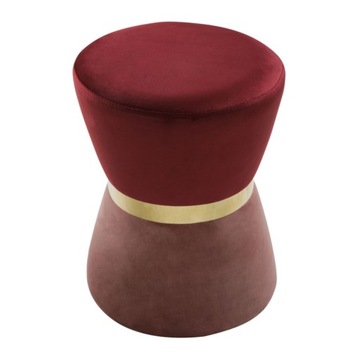Niepowtarzalna Pufa Glamour Klepsydra welur 42x32cm bordo bordowy