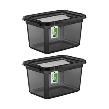 Komplet pojemników z uchylnymi pokrywami 2x 15L