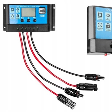 РЕГУЛЯТОР ЗАРЯДКИ NEO 12В 24В ЖК-ПАНЕЛЬ 10А