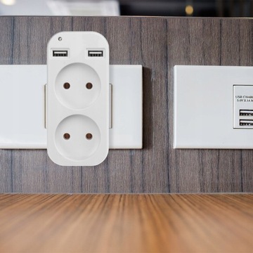 Розетка 2-позиционная.Гнездо-адаптер.Двойное.