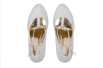 Серебряные свадебные туфли на платформе с ремешками 36