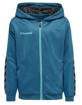 HUMMEL ROZPINANA NIEBIESKA BLUZA Z KAPTUREM TEKSTURA LOGO MA1 HMP__140