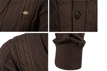 Elegancki V szyja Cotton wzór sweter męski M