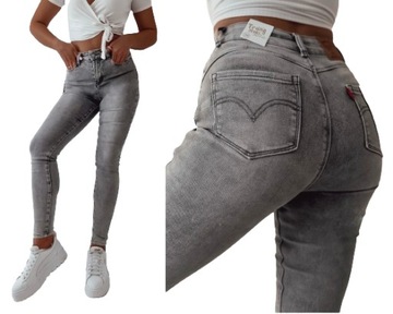 Jeansy spodnie damskie wyszczuplające modelujące push up na zamek L/40