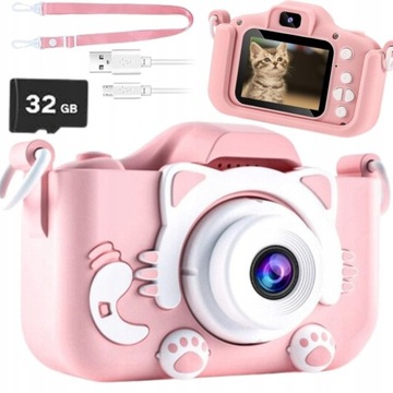APARAT DLA DZIECI KOTEK NIEBIESKI KARTA SD 32GB