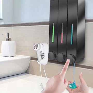 Дозатор для мыла настенный - Тройной черный