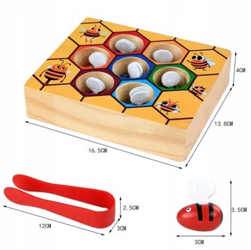 GRA ZRĘCZOŚCIOWA PRACOWITE PSZCZÓŁKI PLASTER MIODU DREWNIANA MONTESSORI