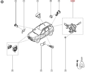 Новый замок крышки багажника задний Dacia Duster